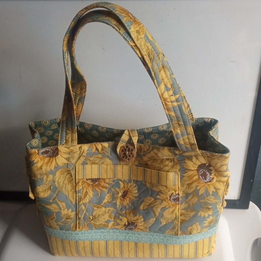 Sunflower Design Baby Gym Bag Purse Tote Carry-All With Handles & Matching Case - Picture 2 of 16